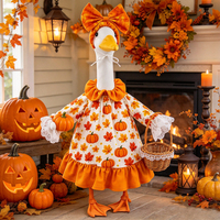 Costume de canard de porche d'Halloween imprimé citrouille pour statue de jardin de 23 pouces, décoration de fête et de maison, tenues pour canard de porche