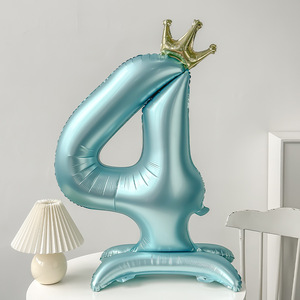 Globo de aluminio con número azul de pie de corona de <span class=keywords><strong>42</strong></span> pulgadas para decoración de fiesta de cumpleaños de aniversario de San Valentín - Product Image 6