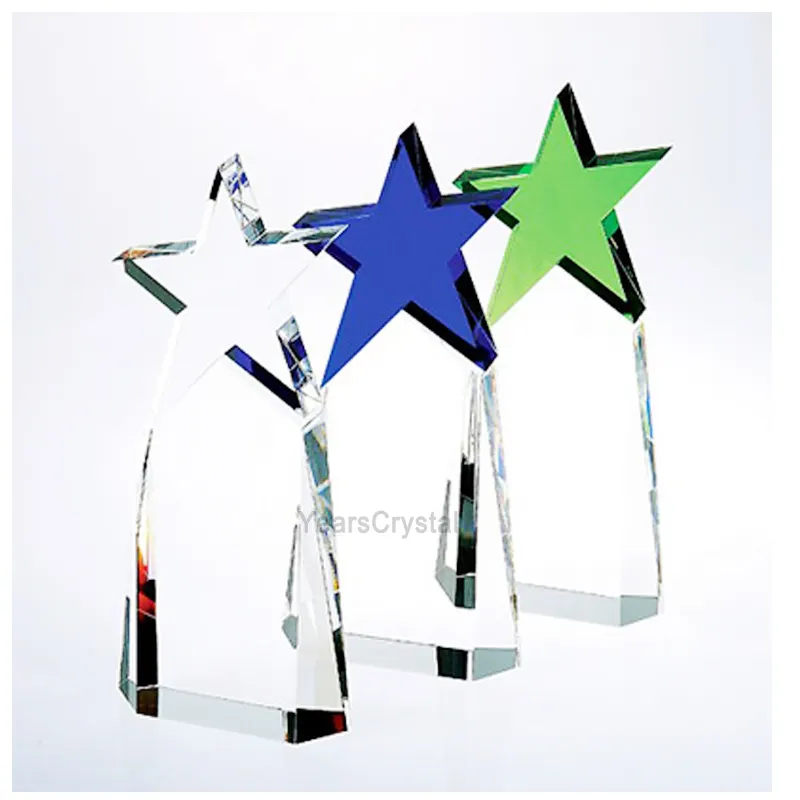 ขายส่งราคาถูกคุณภาพสูงCustom TrophyและเหรียญรางวัลBlank Star Trophyคริสตัล