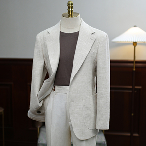 Blazer de Lino de Lujo para Hombre, Blanco, Estilo Deportivo de Verano, Cierre de un Botón, Bolsillos con Parches, Transpirable, Estilo <span class=keywords><strong>Riviera</strong></span> Italiana - Product Image 2