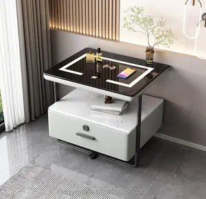 HANYEE-mesita de noche multifuncional, muebles de lujo, dormitorio, fábrica, venta al por mayor, carga inalámbrica, cerradura inteligente, luz LED - Product Image 1