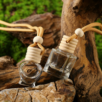 Diffuseur de parfum pour voiture en verre vide avec bouchon en bois et corde, vente en gros, personnalisé, 8 ml - 10 ml, transparent
