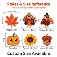 Patchs brodés de Turquie, Feuille d'érable, Motif Joyeux Thanksgiving, Applique thermocollante, Thème Automne, Badge brodé décoratif pour vêtements et sacs