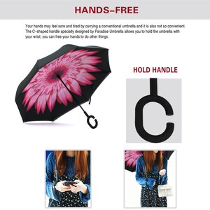 Intérieur plein imprimé é<span class=keywords><strong>l</strong></span>égant <span class=keywords><strong>parapluie</strong></span> Double couche Auto ouvert fermer inversé <span class=keywords><strong>parapluie</strong></span> tournesol pour voiture - Product Image 3