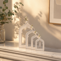 Décoration de table minimaliste en résine creuse en forme d'arche, accent lune dorée, style Art Déco, pour la maison, cadeau de festival, vente en gros