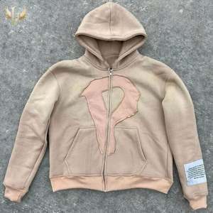 เสื้อฮู้ดผู้ชายผ้าฝ้ายเทอร์รี่ล้างกรด500GSM กันแดดกำหนดเองได้100% ปักลายคร็อป - Product Image 4