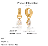 Nouvelles boucles d'oreilles pendantes tendance en zircon ovale en forme de goutte d'eau, plaquées or 18 carats, en acier inoxydable, minimalistes et de haute qualité