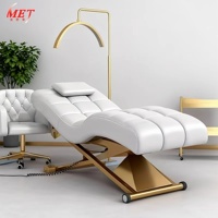 Table de massage électrique Meientai noire en forme de S pour cils, tatouage, esthétique, courbée et réglable pour salon, spa et soins du visage