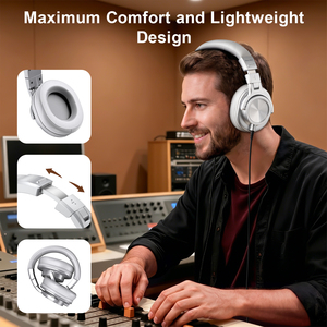 <span class=keywords><strong>Casque</strong></span> professionnel pliable avec transducteur 50 mm, prise jack 3,5 mm et 6,35 mm, <span class=keywords><strong>filaire</strong></span>, haute résolution, pour enregistrement studio, amplificateur, <span class=keywords><strong>guitare</strong></span>, clavier - Product Image 3