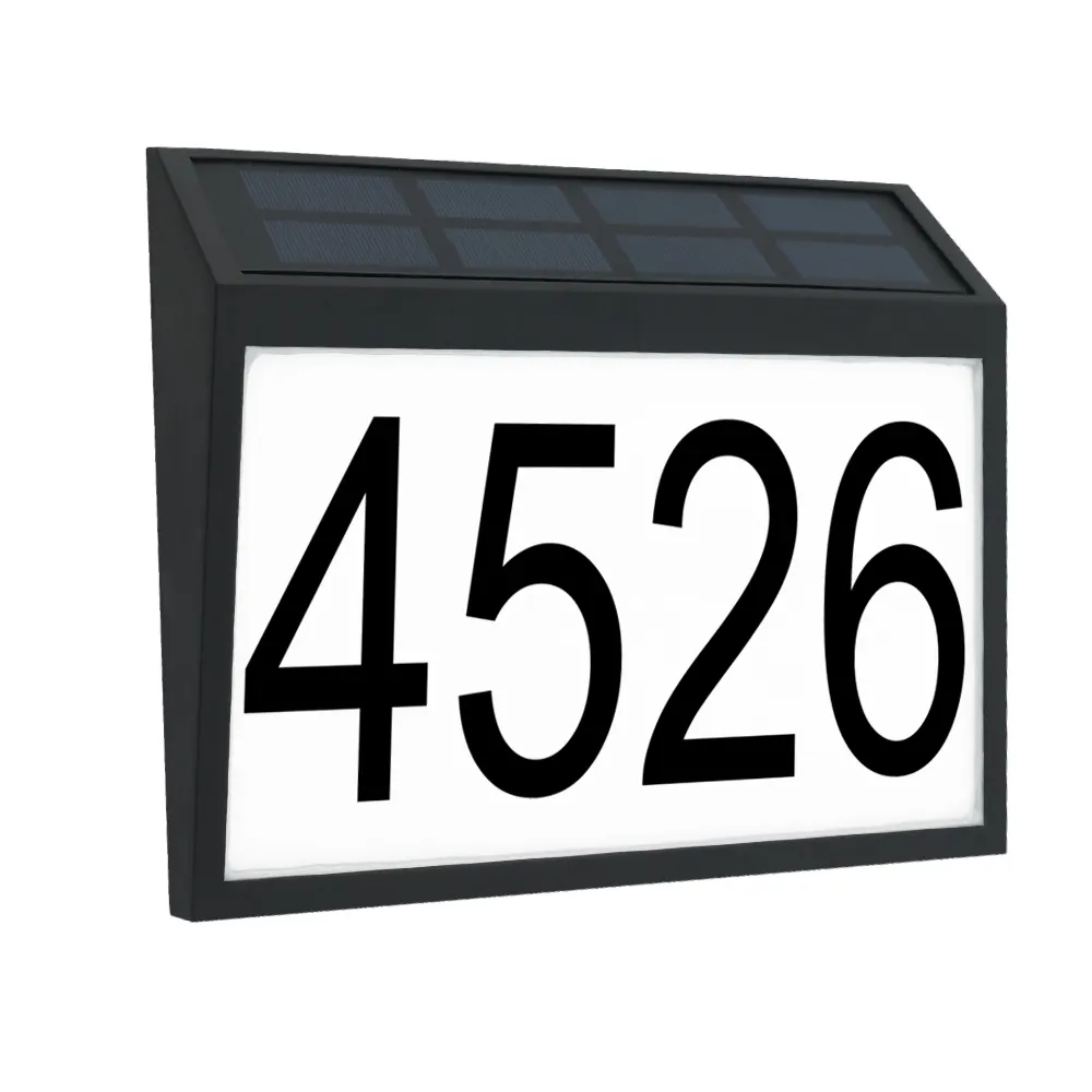House Numbers Solar Powered Address Sign LED Illuminated Outdoor Metal doorplate Lighted Up by light sensation