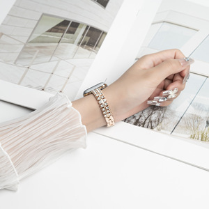 RYB diamant mince luxe dames femmes bracelet de montre pour <span class=keywords><strong>Apple</strong></span> <span class=keywords><strong>Watch</strong></span> série 9 8 <span class=keywords><strong>7</strong></span> 40mm 41mm 44mm <span class=keywords><strong>45mm</strong></span> <span class=keywords><strong>Starlight</strong></span> or Rose - Product Image 5