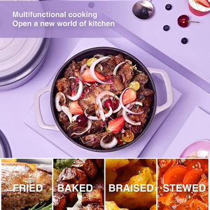 Nồi đất tròn nhỏ đa năng, nồi hầm kiểu Hà Lan, dụng cụ nấu ăn trên bếp - Product Image 2