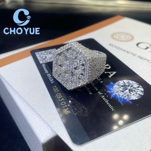 hot sale 925 Sterling <b>Silver</b> Custom VVS Moissanite Snowflake <b>Ring</b> Ice Out Eternity Band Hip Hop <b>for</b> <b>Men</b> Pass Diamond Tester GRA - Product Image 6