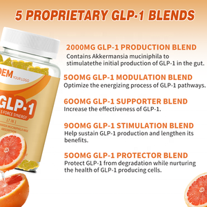 Complément GLP-1 17-en-1 4500mg à marque privée OEM, Gommes Probiotiques Sans Sucre pour Adultes avec Akkermansia & Berbérine - Product Image 2