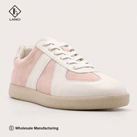 Chaussures de luxe élégantes pour femmes, baskets décontractées de créateur, fabriquées sur mesure par LANCI Factory, en cuir pleine fleur véritable et daim, semelle extérieure en caoutchouc.