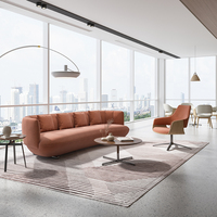 Canapé de réception de luxe haut de gamme moderne en cuir PU noir, ensemble de canapés de bureau, mobilier