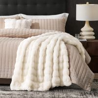 Plaid en fausse fourrure de lapin de luxe, ultra doux, moelleux, confortable et chaud pour canapé, lit ou fauteuil.