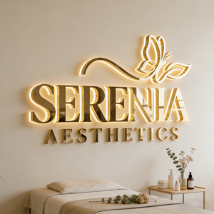 Letrero LED 3D Personalizado de Lujo para Negocios, <span class=keywords><strong>Letras</strong></span> Iluminadas de Acero Inoxidable Dorado para Marca de Pared Interior - Product Image 2