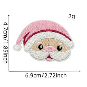 New Iron on Embroidery Cute <b>pink</b> Christmas Tree Santa Claus Snow Sock Guard Patch for Decoration - Product Image 4