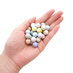 100 adet/torba DIY Anahtarlık Bileklik Kolye El Yapımı BPA İçermeyen Stok Renkli Granit Silikon Yuvarlak Boncuk Boncuklu Kalem için - Product Image 3