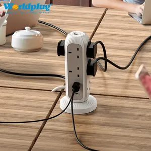 Worldplug metal electric extension cord multi plug socket uk smart surge protector power strip with usb ports