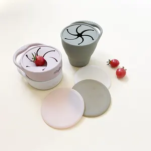 Contenedor de aperitivos para bebé de grado alimenticio, taza de aperitivo de silicona con tapa, taza de aperitivo plegable para bebé con precio de fábrica, superventas