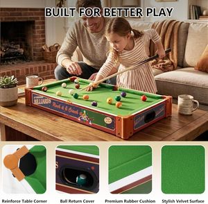 Table de billard miniature 32i pour enfants et adultes, jeu de billard français 2-en-1 (sur table et autoportant) avec pieds en bois amovibles - Product Image 6
