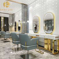 Ensemble complet de table miroir à cadre argenté de salon de qualité supérieure avec lumières LED