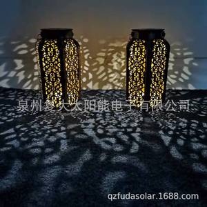Solar Garden Lantern Hexagonal Metal Outdoor Hanging <b>LED</b> <b>Light</b> With Solar Panel For Patio Decor - Product Image 2