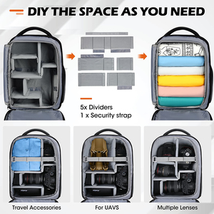 Mochila para cámara DSLR, SLR, sin espejo, impermeable, para portátil de 14 pulgadas, con cubierta para lluvia, antirrobo, bolsa de viaje de gran capacidad - Product Image 6