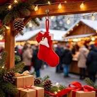 Calcetín Navideño Decorativo para Colgar, Adorno Festivo con Diseño de Bastón de Caramelo, Suministros para Fiestas, Decoración para el Hogar, Adorno para Chimenea, Regalo de Invierno