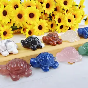 Großhandel Kristall Tier Edelstein Schildkröte Kristall Mini Carving Schöne Schildkröten für die Dekoration