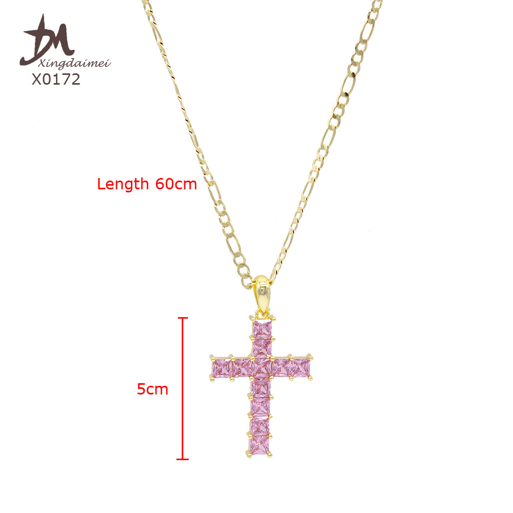 Wholesale High Quality Cross Zircon Pendant 18K Gold Plated