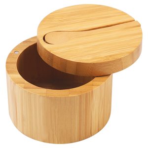 Tre Tự Nhiên Muối Hầm Với Mini Muỗng Và Xoay Từ Đóng Cửa Nắp Thiết Kế Thông Minh Nhà Bếp Vòng <span class=keywords><strong>Container</strong></span> Để Lưu Trữ Gia Vị - Product Image 1