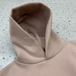 เสื้อมีฮู้ดเสื้อครอปแบบมีฮู้ดสำหรับทั้งชายและหญิงผ้าฟลีซเทอร์รี่ลายกราฟิกโอเวอร์ไซส์ไม่มีลาย420 GSM - Product Image 3