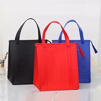 Sac isotherme réutilisable en non-tissé orange avec fermeture éclair et motif lettres pour livraison de repas, gâteaux et jus – Garde au chaud ou au frais