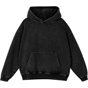 Sudadera con Capucha Extra Grande para Hombre FOXA, Estilo Vintage, Lavado Ácido, Algodón, Unisex, Desgastada - Product Image 1