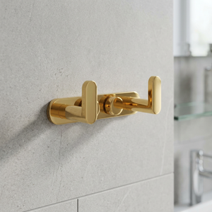 Gold Finish Brass Double Wall Hook Rack Decorative Bathroom Towel Hook - Product Image 1