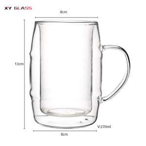 Grande chope à bière en <span class=keywords><strong>verre</strong></span> résistant à la chaleur à <span class=keywords><strong>double</strong></span> <span class=keywords><strong>paroi</strong></span>, haute transparence, par sublimation - Product Image 6