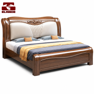 Двуспальная кровать Elande Modern из массива дерева с кожаной обивкой и мягкой подушкой, размер King Size, с местом для хранения, мебель для главной спальни - Product Image 2