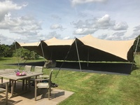Tente bédouine extensible 6*8m, structure en aluminium, tissu PVC 650gsm, imperméable d'un côté, résistance au feu CPAI84, résistance aux UV, Motowin