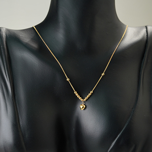Collar de Oro Sólido de 18k PCX Trendy, Cadena de Bolas Delicadas con Forma de Corazón para Mujer, Oro Duro 3D Au750, Colgante de Amor, Venta al por Mayor - Product Image 5