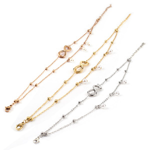 <span class=keywords><strong>Cavigliera</strong></span> da ragazza in acciaio al titanio con rivestimento a forma di piede avanzata con pendente la <span class=keywords><strong>cavigliera</strong></span> di perle in acciaio inossidabile a 8 cifre - Product Image 1