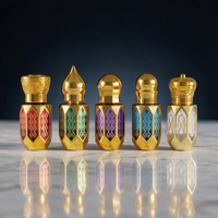 Flacon de parfum de luxe 3/6/12 ml, en verre octogonal fin, avec bouchon à vis doré et applicateur à bille, rechargeable, pour voyage, idéal comme cadeau