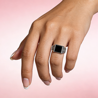Kaanjewelry Bague Chevalière Carrée en Argent Sterling 925 pour Homme, Incrustée d'Onyx Noir, Hypoallergénique, Style Rétro, en Argent Massif, pour Usage Quotidien