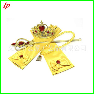 Ensemble de costumes de princesse La Belle et la Bête, couronne, baguette magique, collier, gants pour filles LPP4558 - Product Image 2