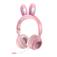 Audífonos Inalámbricos con Orejas de Gato LED para Niños, Auriculares Bluetooth con Luces Intermitentes, Audífonos Musicales para Niñas y Niños