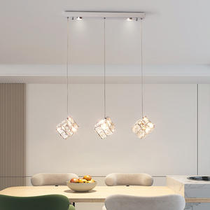 Creative Cafe Restaurant bar Pasillo Colgante Luz cuadrado Pequeño Moderno K9 Crystal Long Line Chandelier - Product Image 2