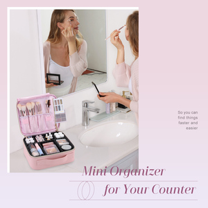 Large Capacity Cosmetic Organizer Bag Travel <b>Makeup</b> Bag with Brush Holder & Zipper Pocket Portable Beauty Storage <b>Case</b> - Product Image 4