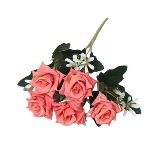 Bouquets de roses artificielles Lichao, 5 têtes, fleurs en soie, accessoires de décoration pour mariage et maison - Product Image 5